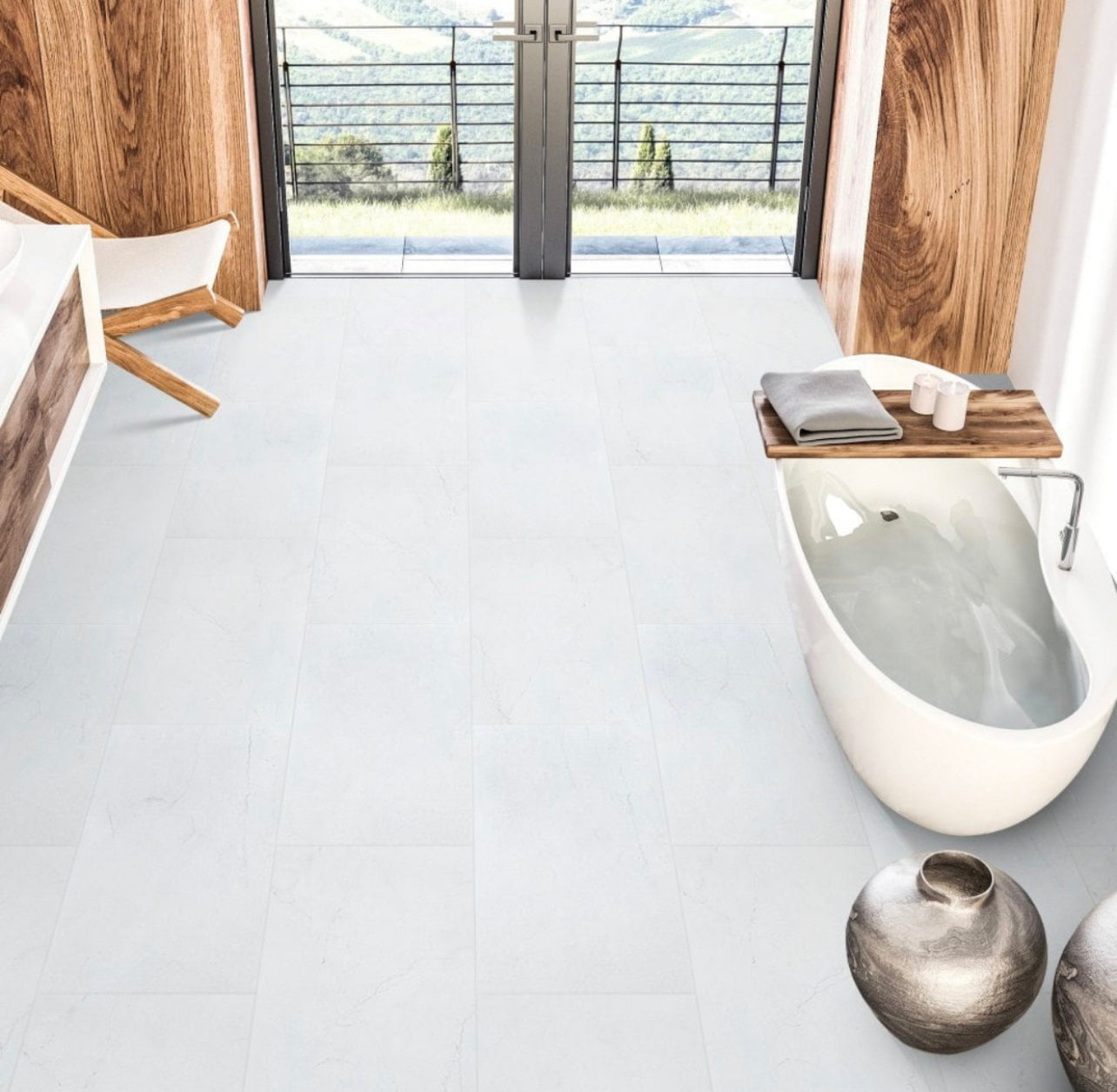 White Marble Vinyl Click Tile (EDG-Q1004)