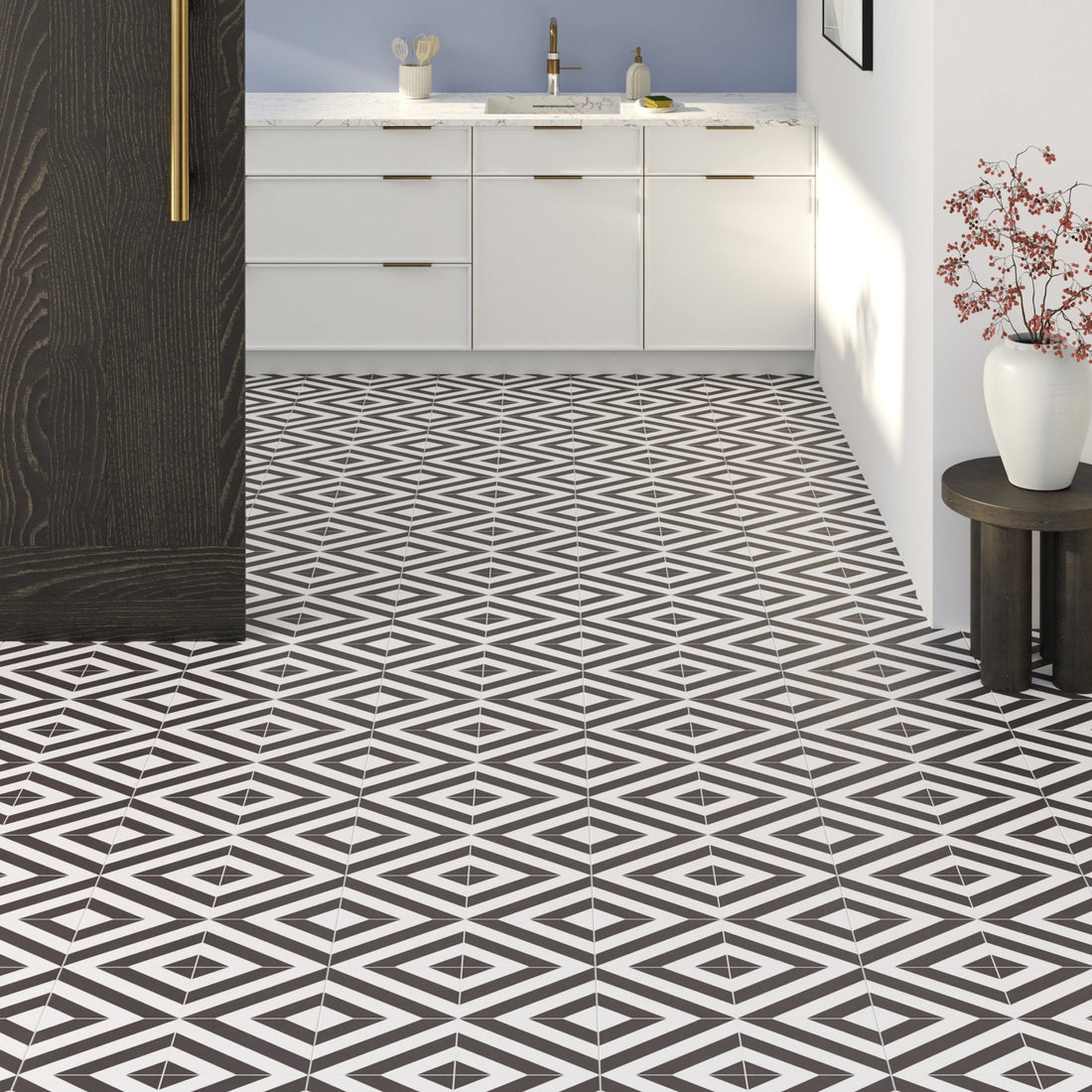 Black & White - Retro Water-resistant 8mm Laminate Flooring