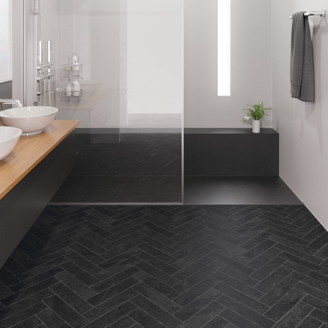 Black - Stone Effects Water-resistant 8mm Matt Laminate Flooring