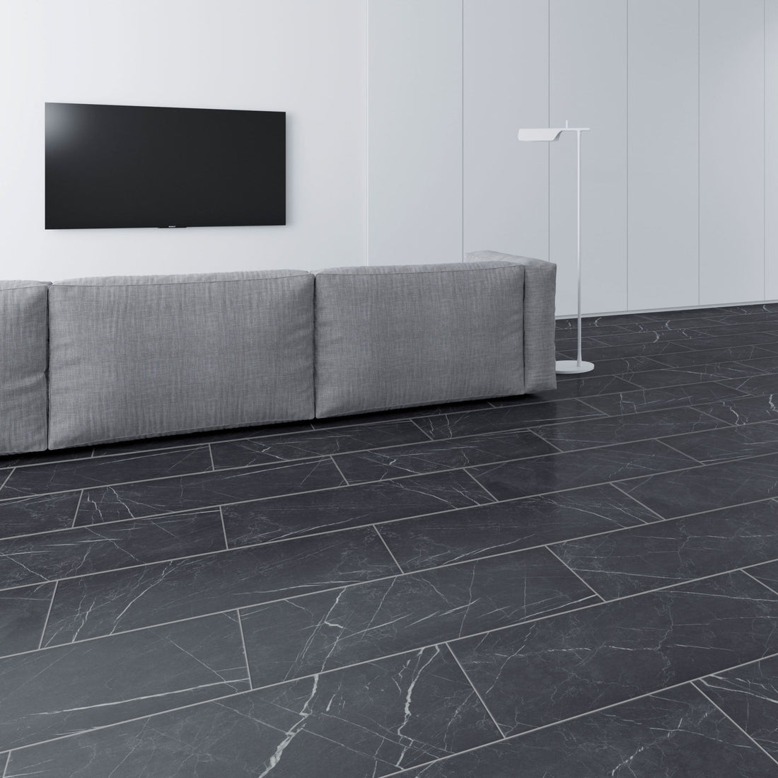 Black Marble - Industry Tile Water-resistant 8mm Laminate Flooring