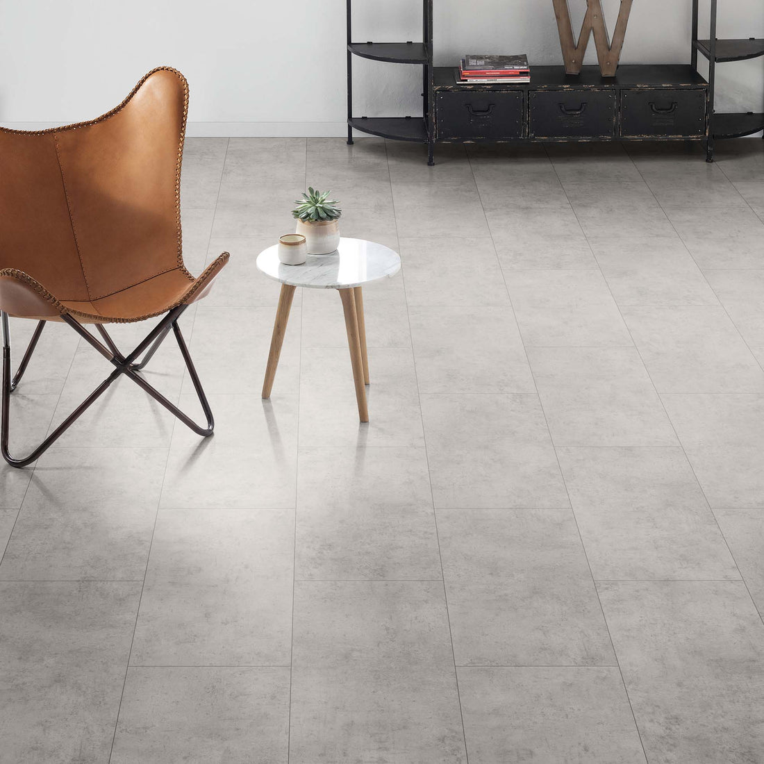Urban Concrete Stone Aqua Water Resistant Laminate Tile 