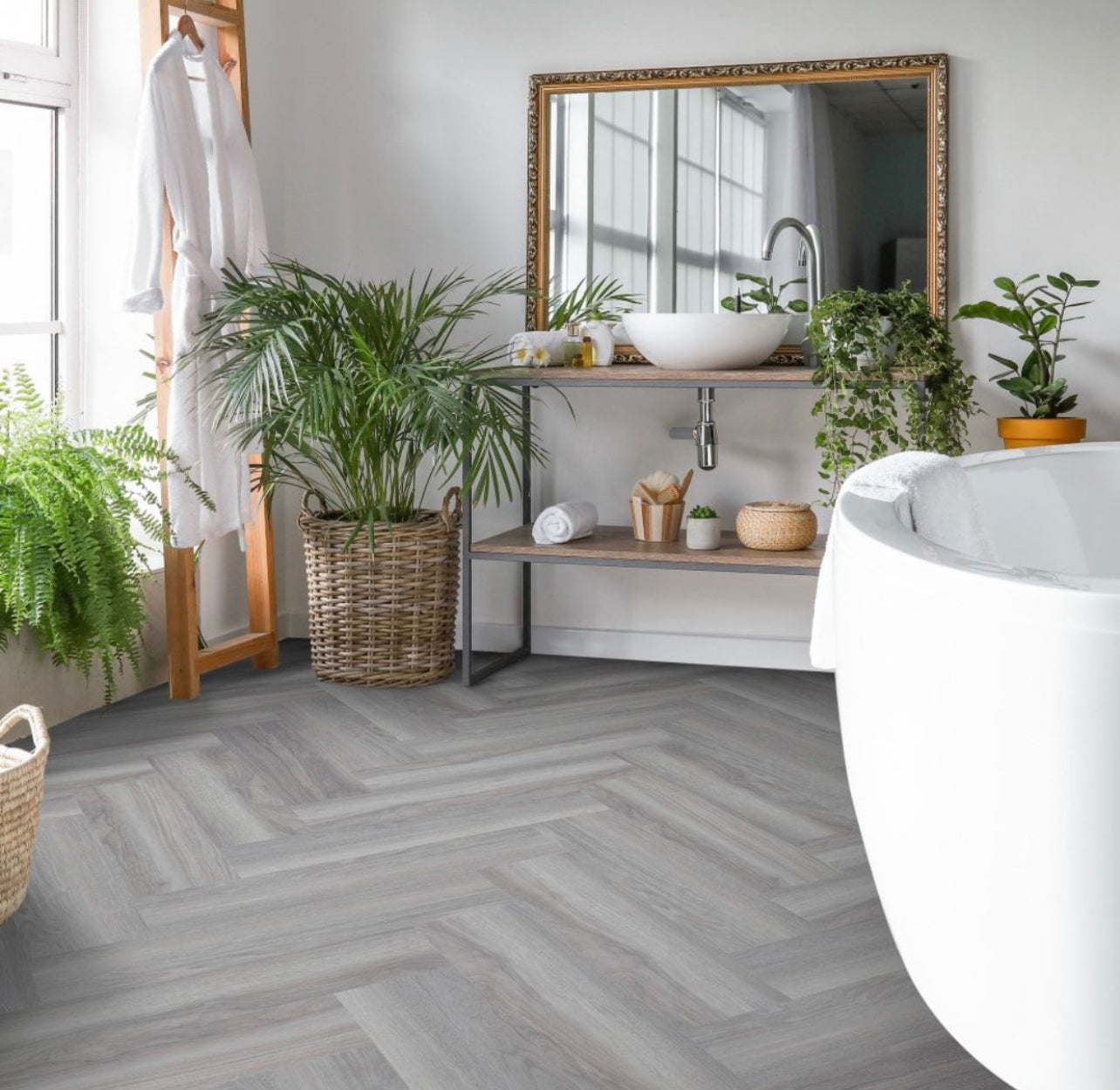 Cool Grey Herringbone
