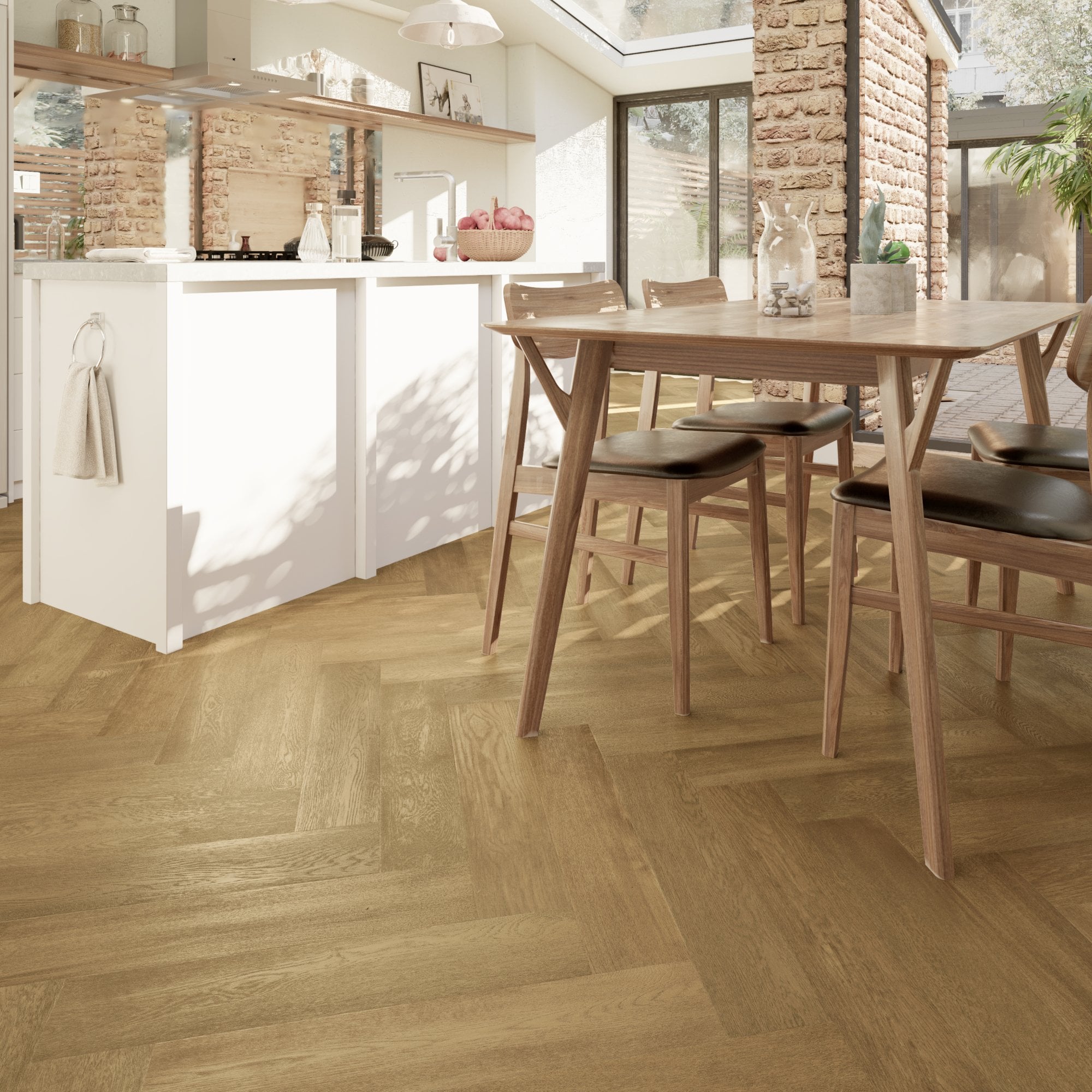 Country Oak Herringbone - HydroShield Waterproof Real Wood Flooring